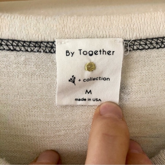 By Together Lori Two Tones Top Grey and Cream Stripped Size Medium - Picture 9 of 11